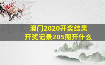 澳门2020开奖结果 开奖记录205期开什么